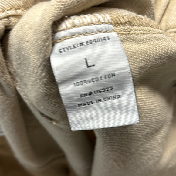 Easel cropped raw hem distressed destroyed khaki pants large - Picture 4 of 4